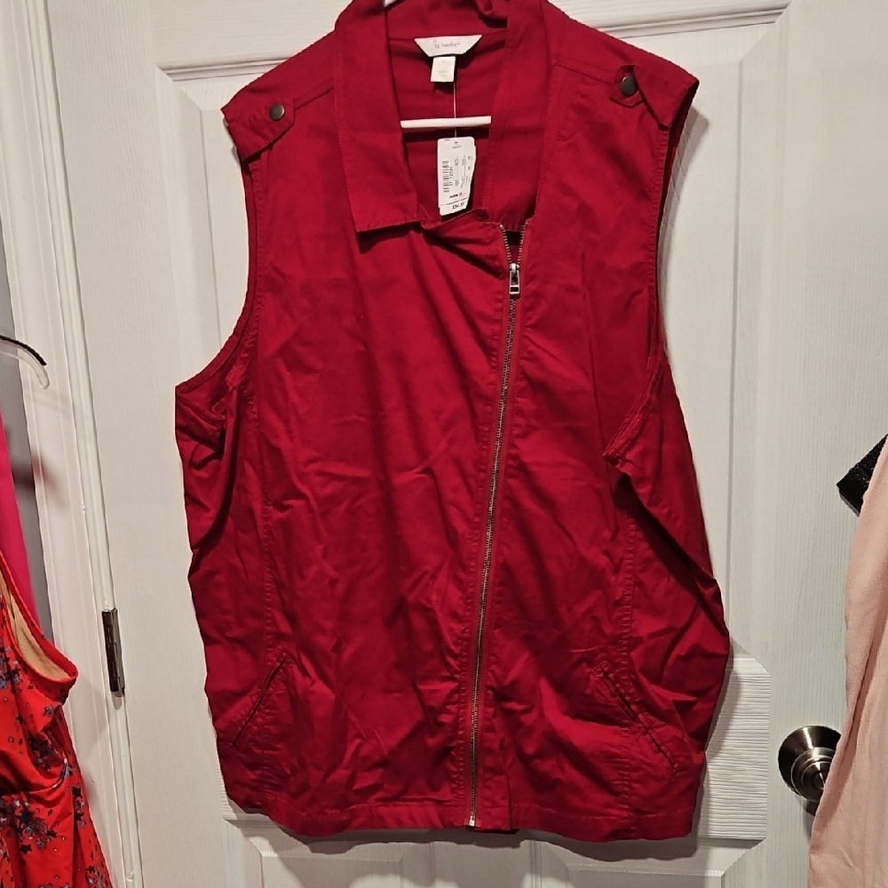 CJ Banks Red Zip-Up Vest